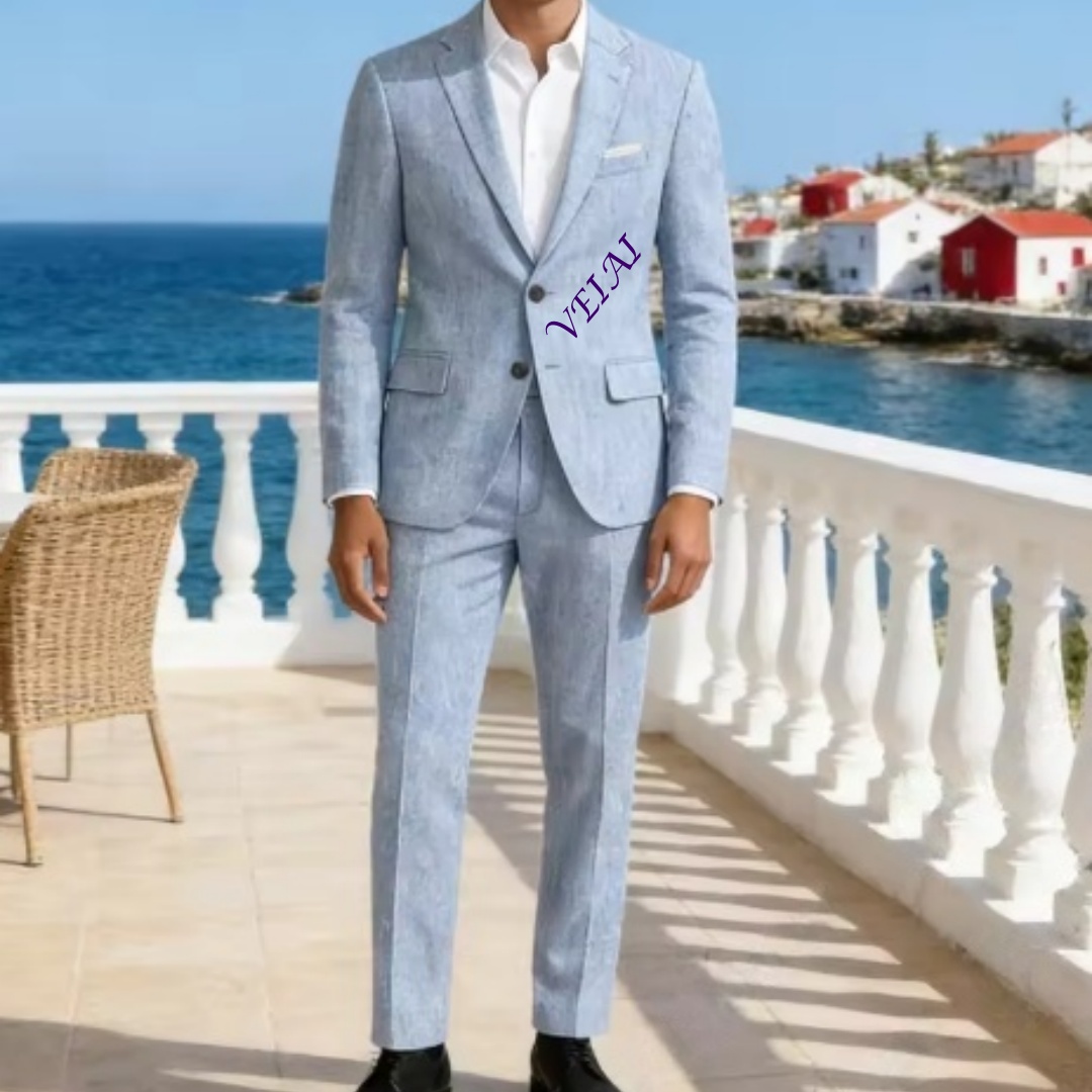 Customized Soft Sky Blue Linen - đánh giá và giá Men'S Formal Wear For A Wedding