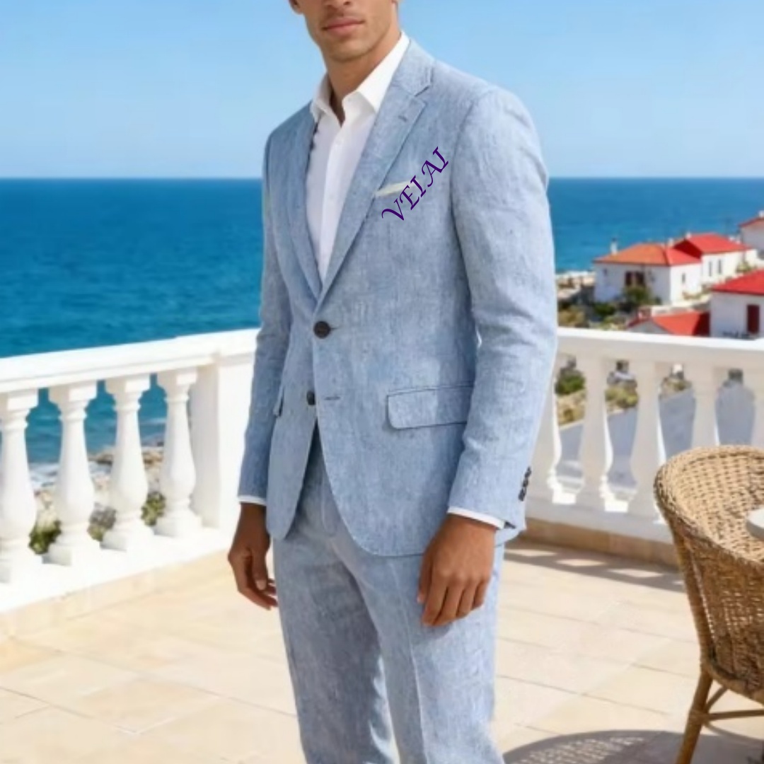 Customized Soft Sky Blue Linen - đánh giá và giá Men'S Formal Wear For A Wedding