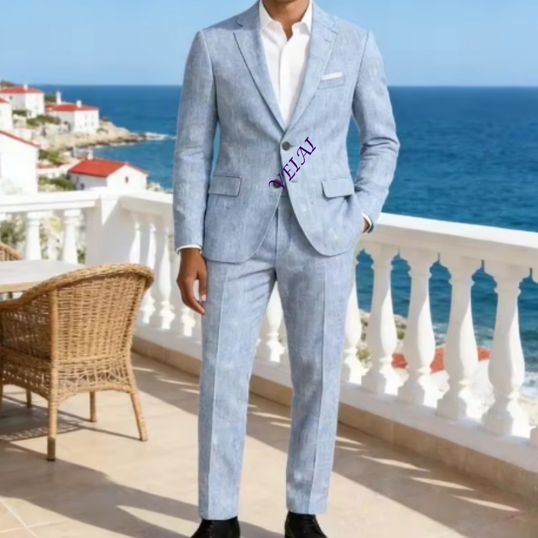 Customized Soft Sky Blue Linen - đánh giá và giá Men'S Formal Wear For A Wedding